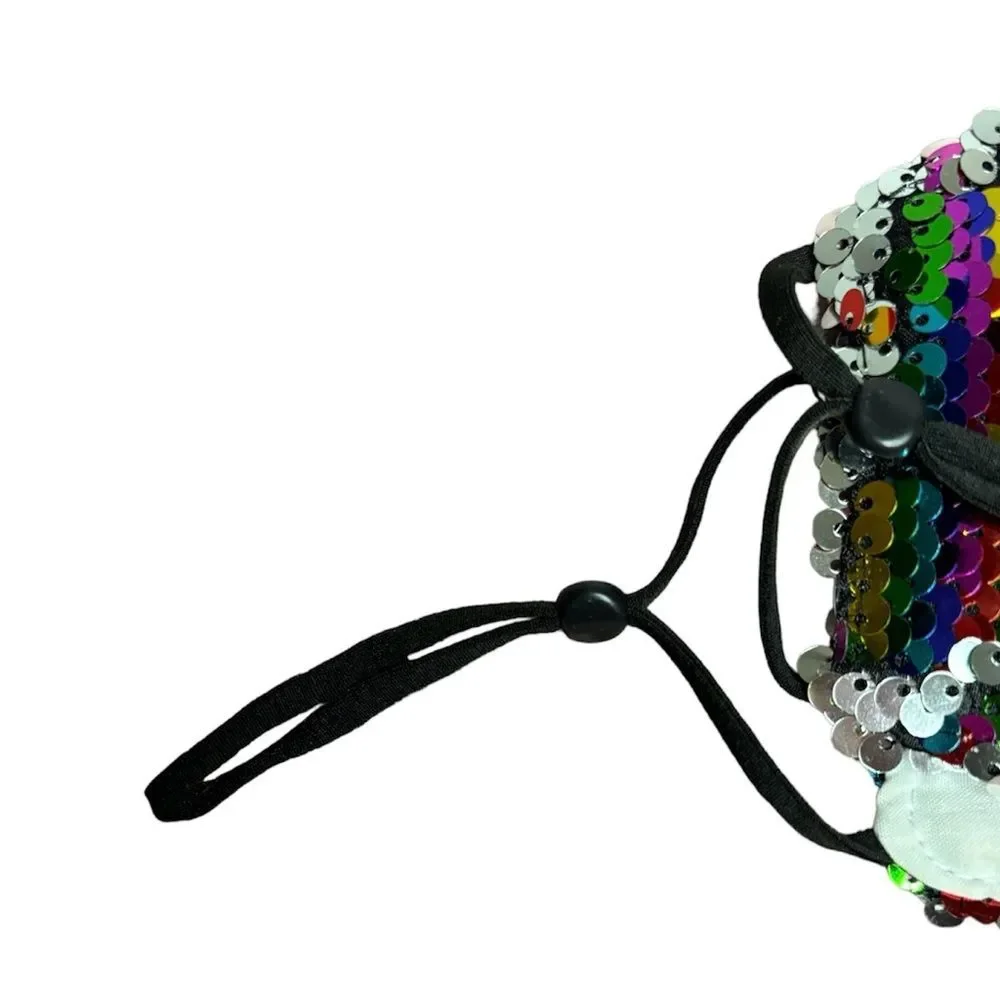 Rainbow Multicolor Reversible Sequin Large Face Mask